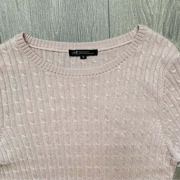23 Vingt Trois Arrondissements Cable Knit Sweater Lightweight Pink Size 38 - Picture 8 of 13